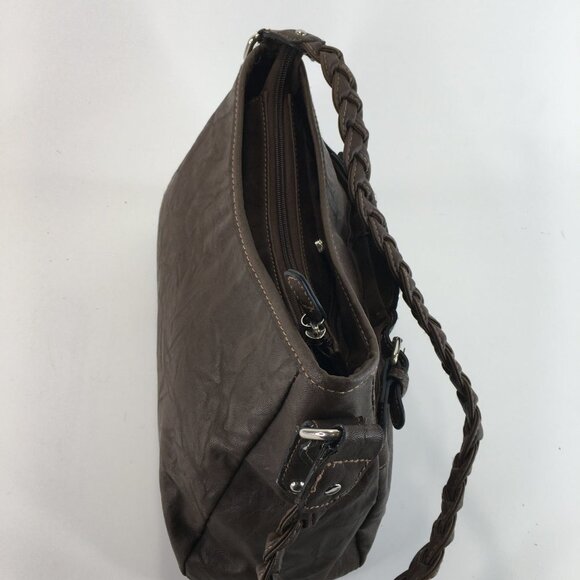 Rosseti Brown Bag with Braided Strap Buckle Accent Shoulder Bag - Picture 5 of 9